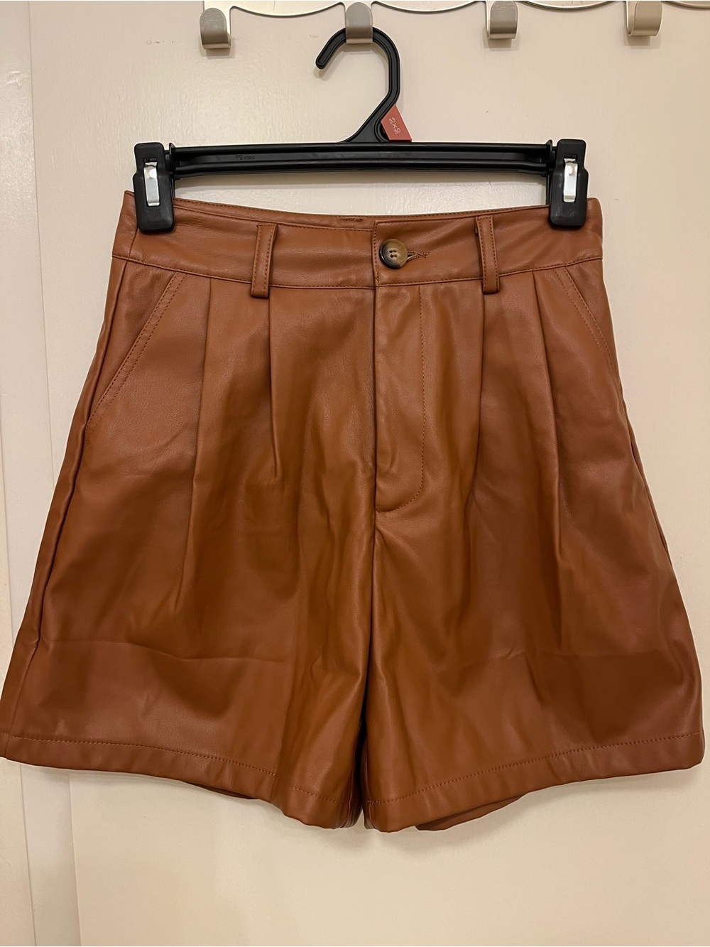 NWT High-Waist Faux Leather Brown Women's Shorts